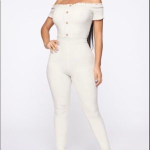 Fashion Nova Oatmeal Jumpsuit